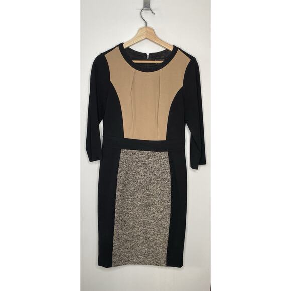Etcetera Black and Tan Colorblock Long Sleeve Dress - Size 6 - Picture 1 of 10